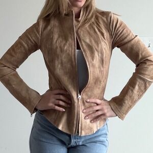 Vintage De Luxe Vera Pelle Soft Tan Leather Jacket‎ Size 44